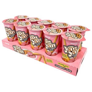 image:imageMEIJI Yan Yan Dipping Sticks Chocolate Crme  2 oz Pack of 10  Cracker Sticks with Fun Animals PhrasesStrawberry